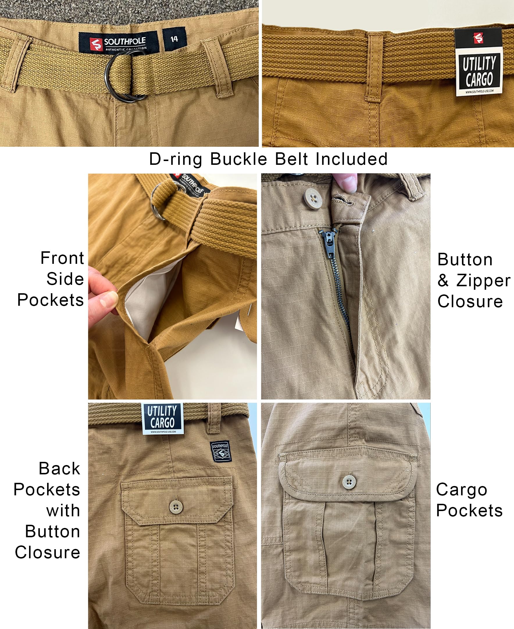 Southpole Boys' Belted Ripstop Basic Cargo Shorts - Image 3