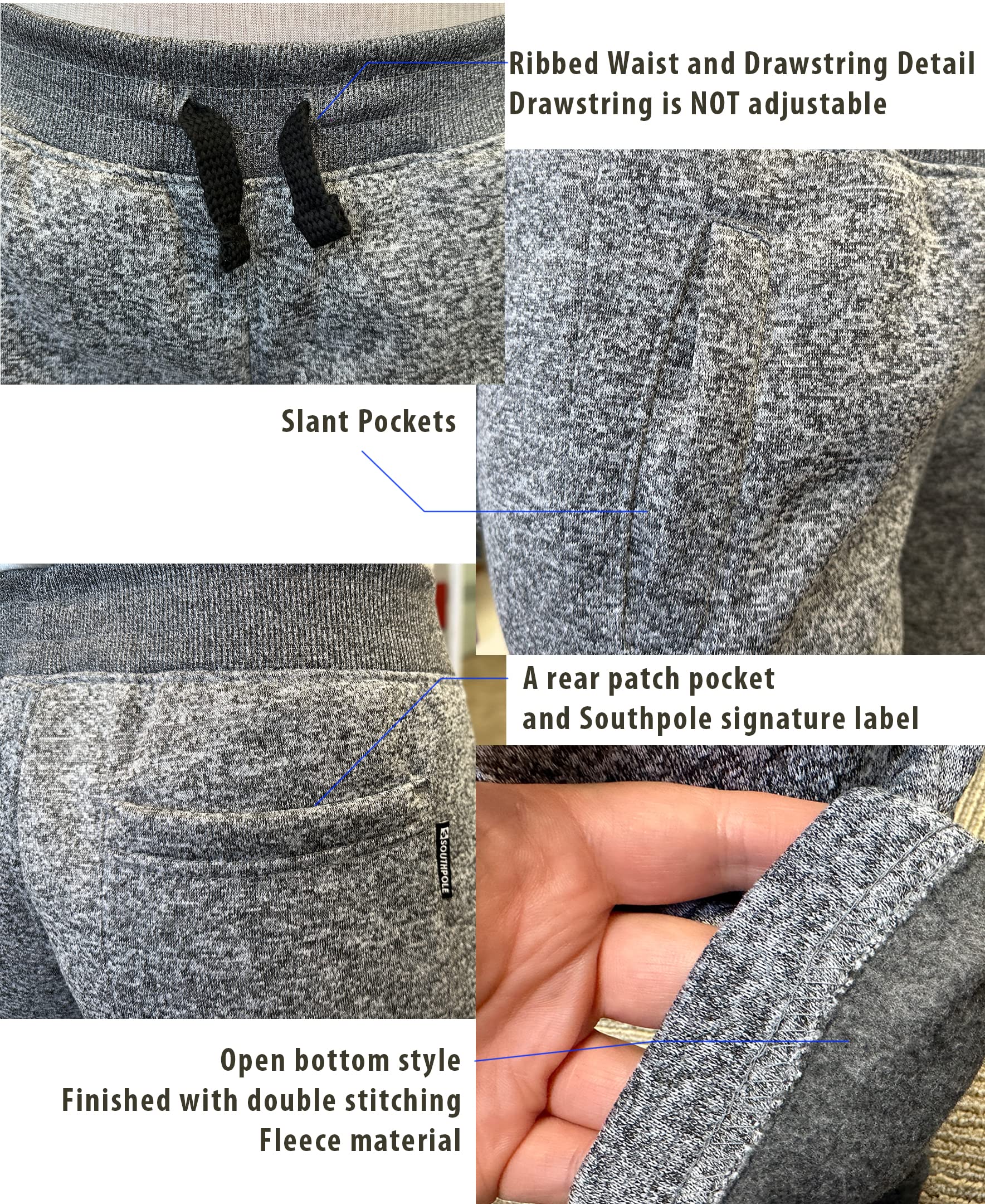 Southpole Boys' Open Bottom Marled Fleece Sweatpants, Age 8-18 - Image 5