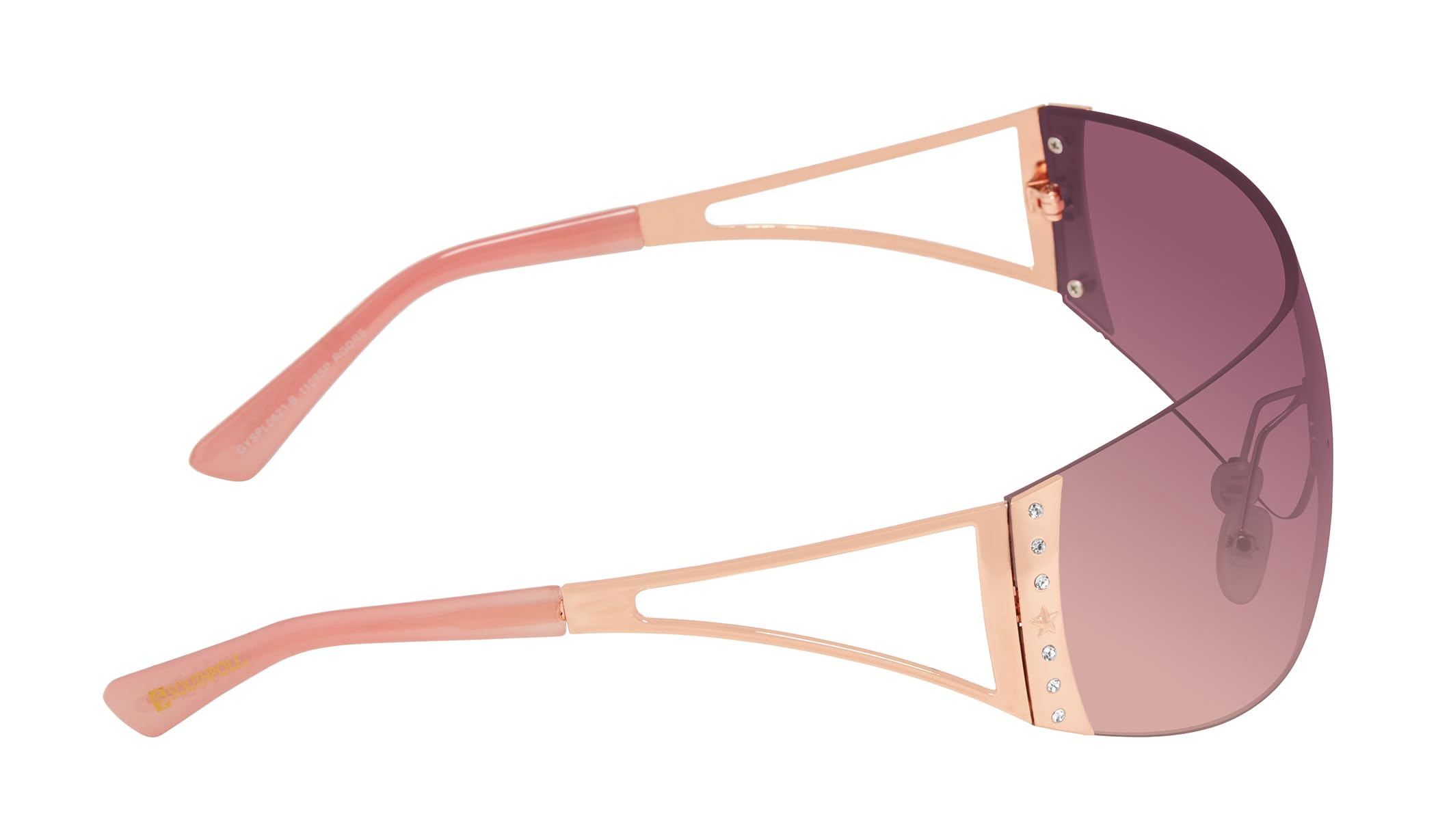 SouthPole Ladies Rimless Wide Temple Shield with Stone Detail - Image 3