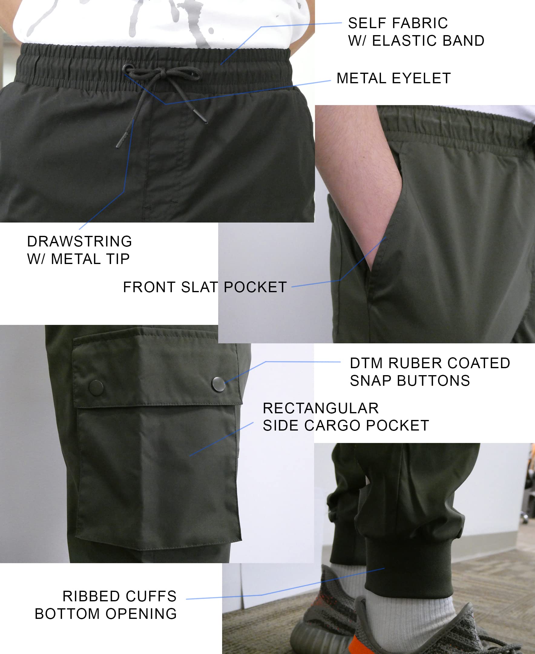 Southpole Men's Basic Active Cargo Jogger Pants, Fleece & Tech Woven Nylon - Image 4