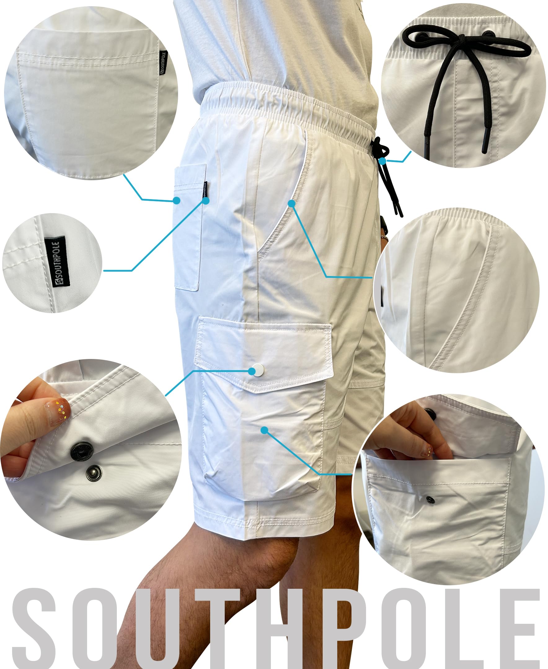 Southpole Men's Tech Woven Nylon Cargo Shorts, Quick Dry, Lightweight, Adjustable Waist - Image 5