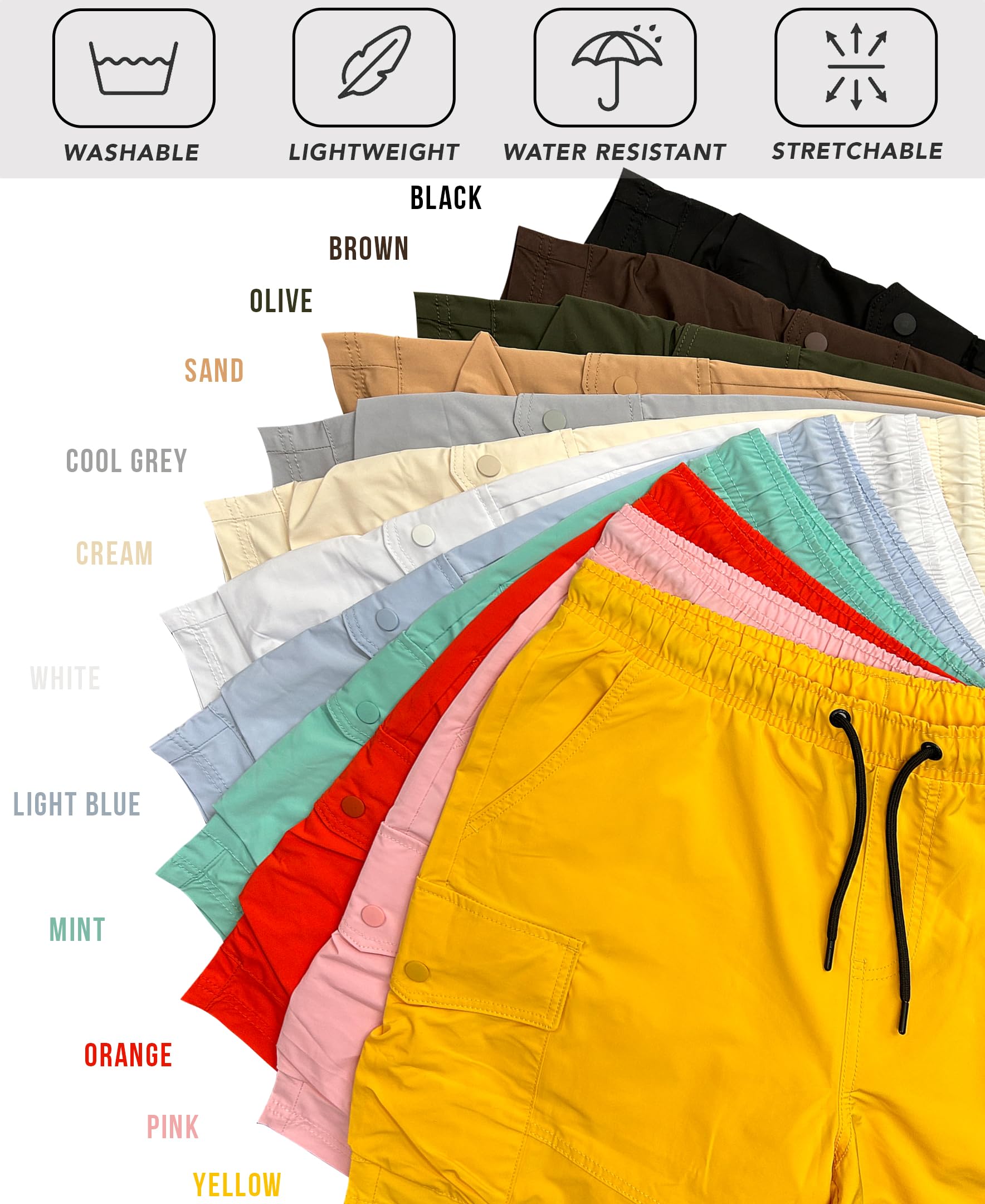 Southpole Men's Tech Woven Nylon Cargo Shorts, Quick Dry, Lightweight, Adjustable Waist - Image 6