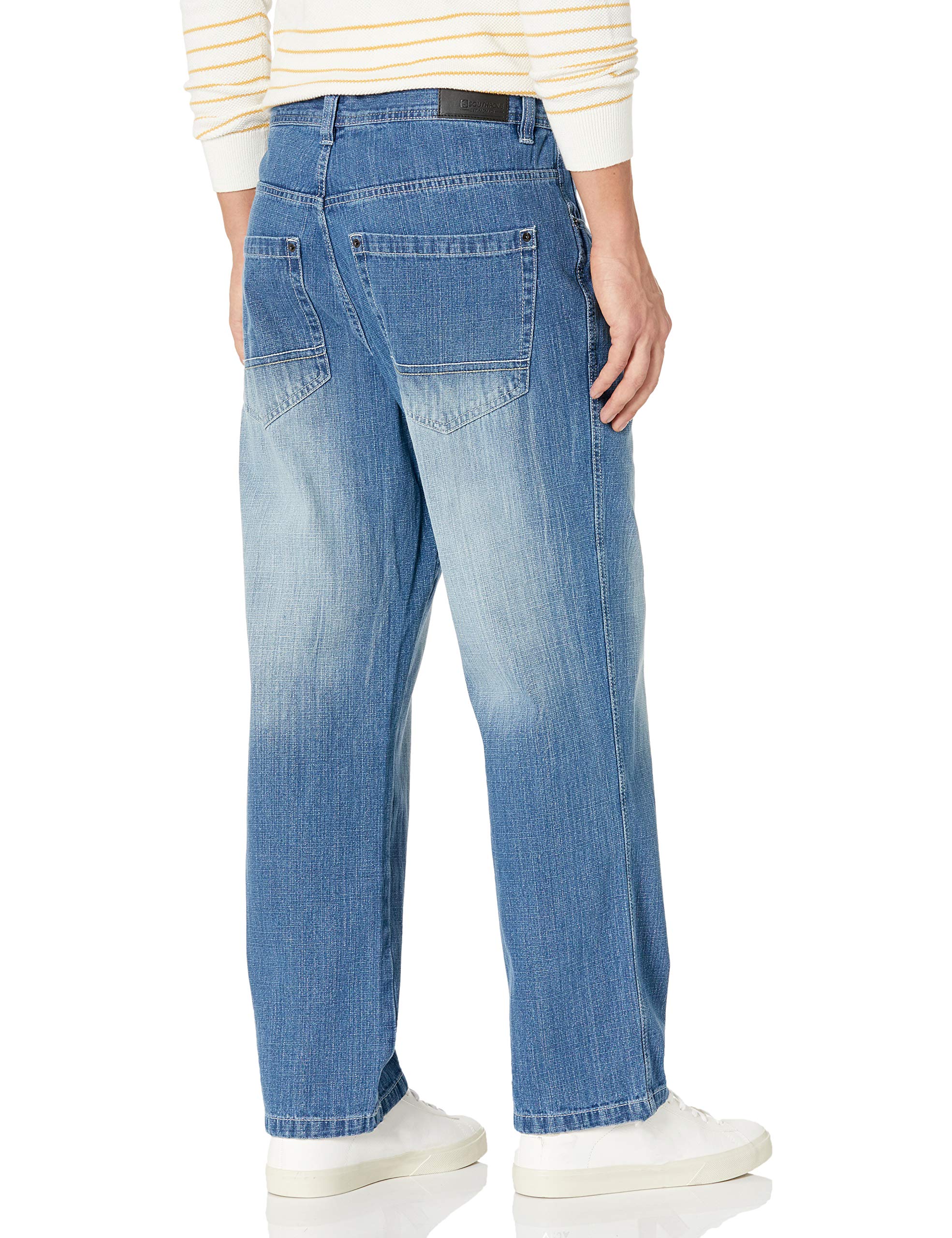 Southpole Mens Mid Rise Stretchable Straight Relaxed Fit Cross Hatch Denim Pants - Image 3