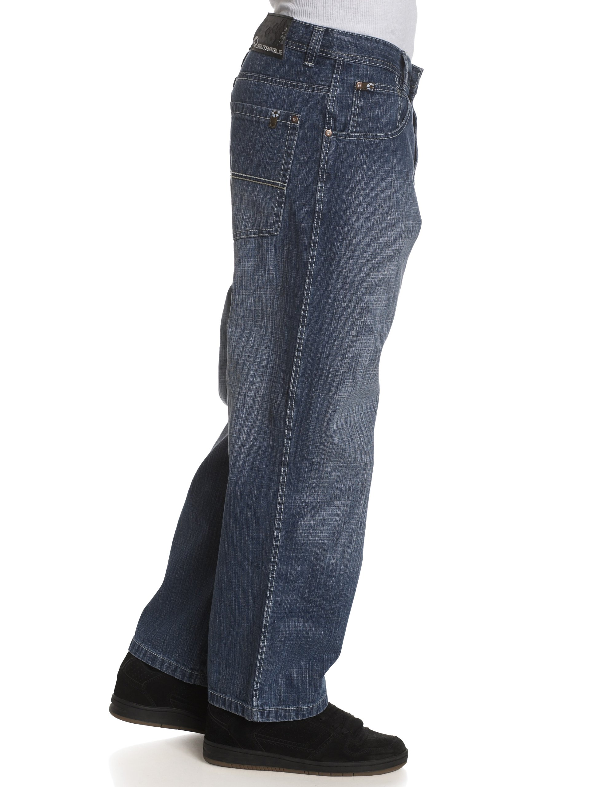 Southpole Mens Mid Rise Stretchable Straight Relaxed Fit Cross Hatch Denim Pants - Image 4