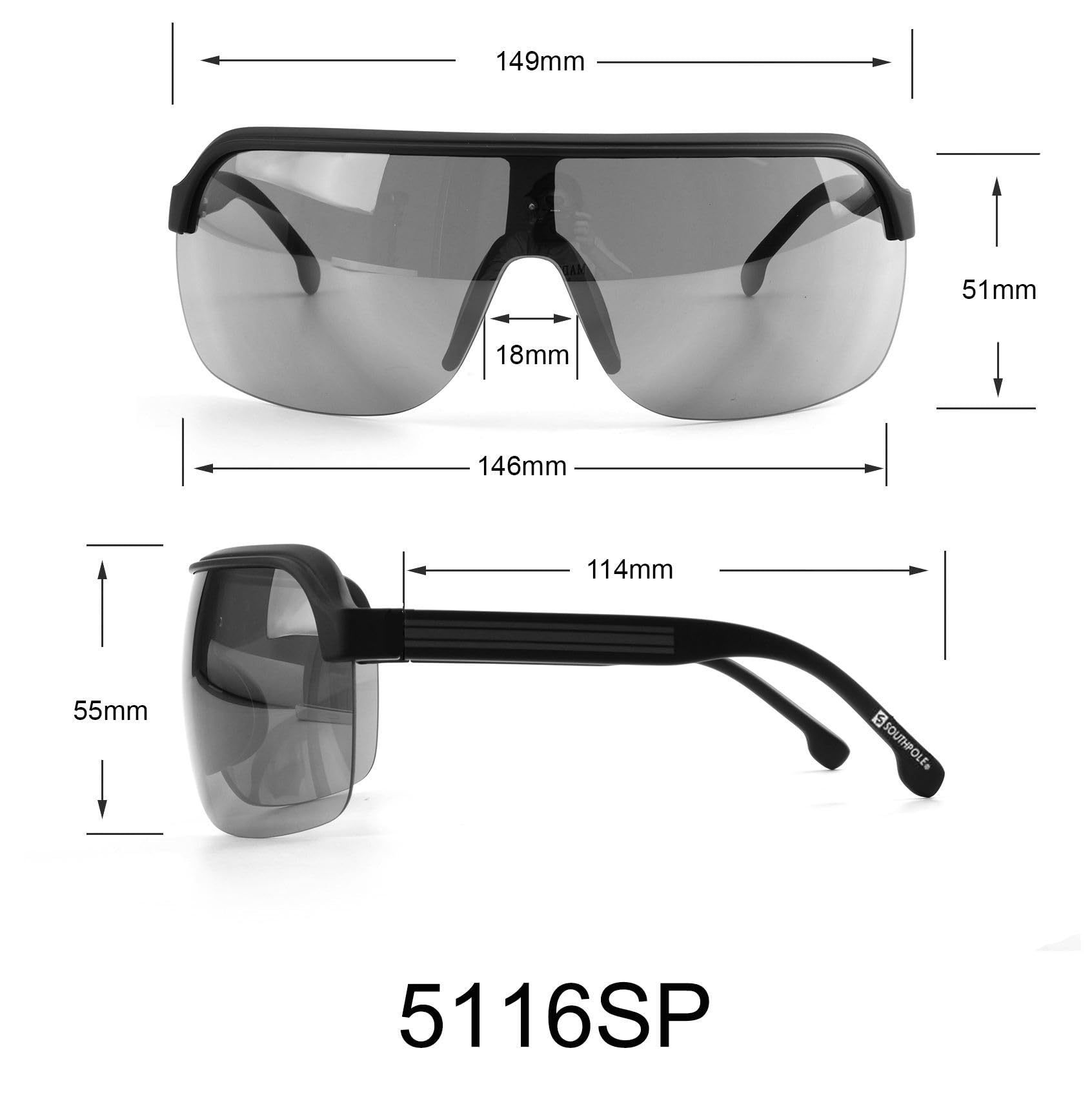 Southpole mens Southpole Men's Semi-rimless Plastic Sport Shield With Temple and Brow Detail - Image 4