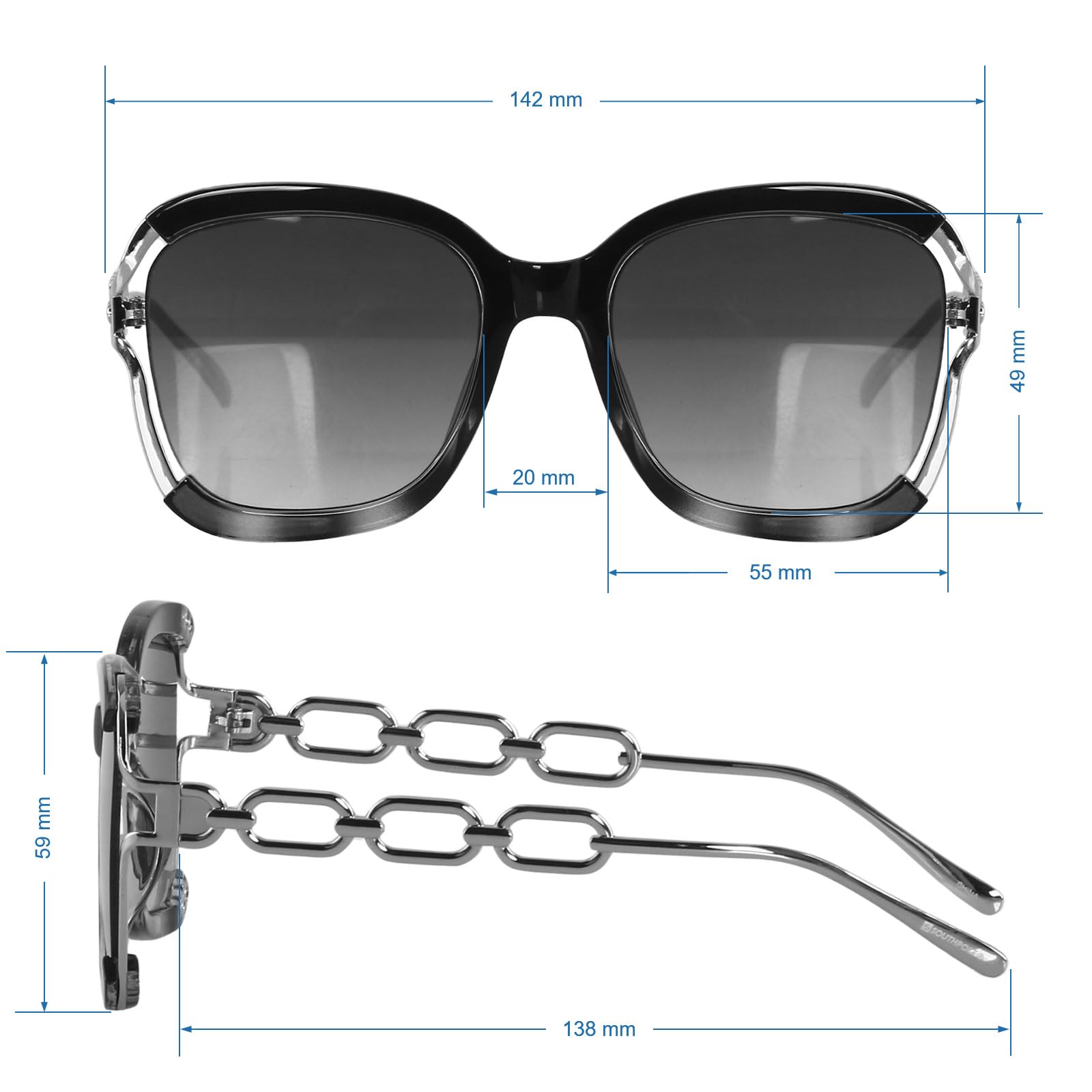 SouthPole Ladies Square Vented and Plastic Glam detail - Image 4