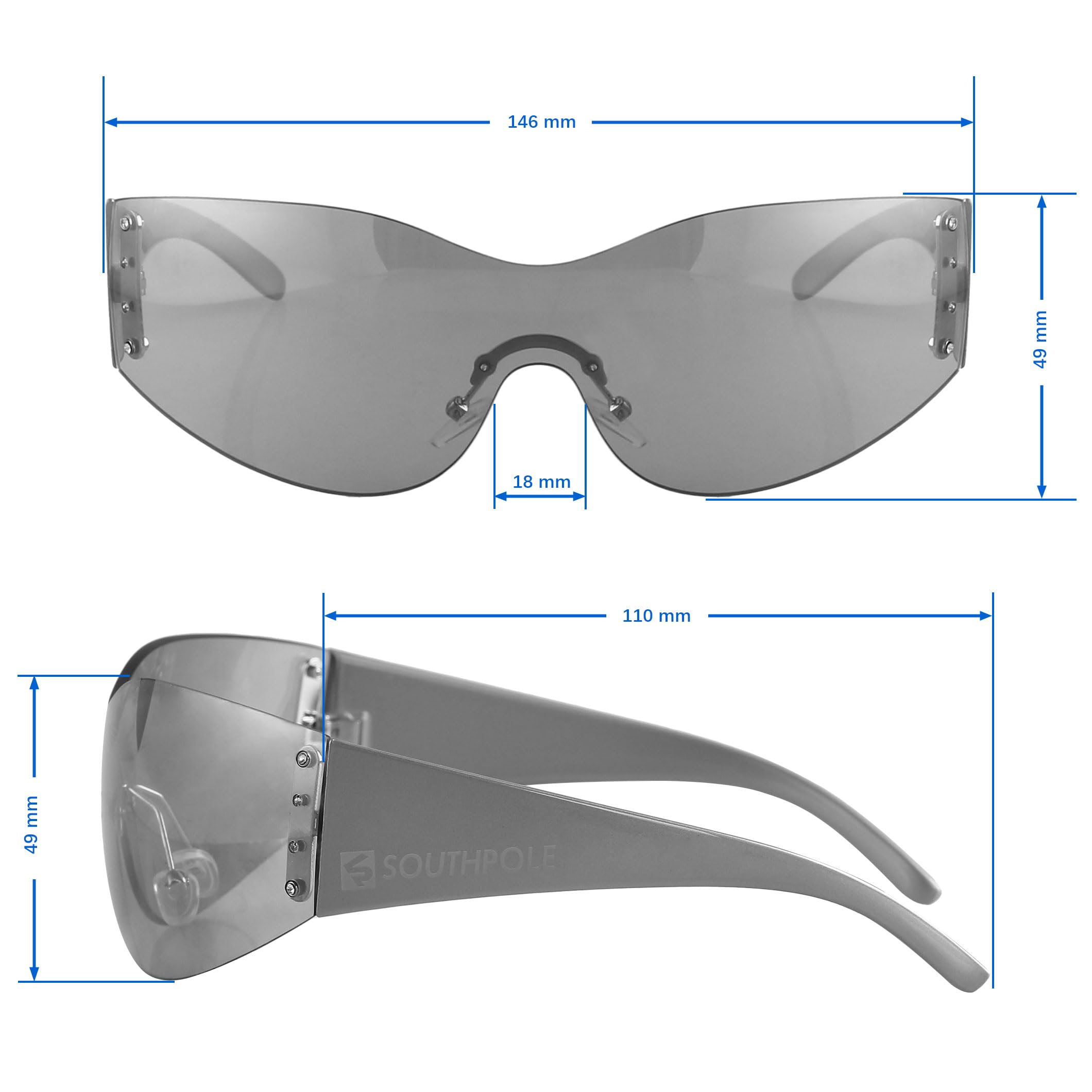 SouthPole Ladies Rimless Wide Temple Shield - Image 3